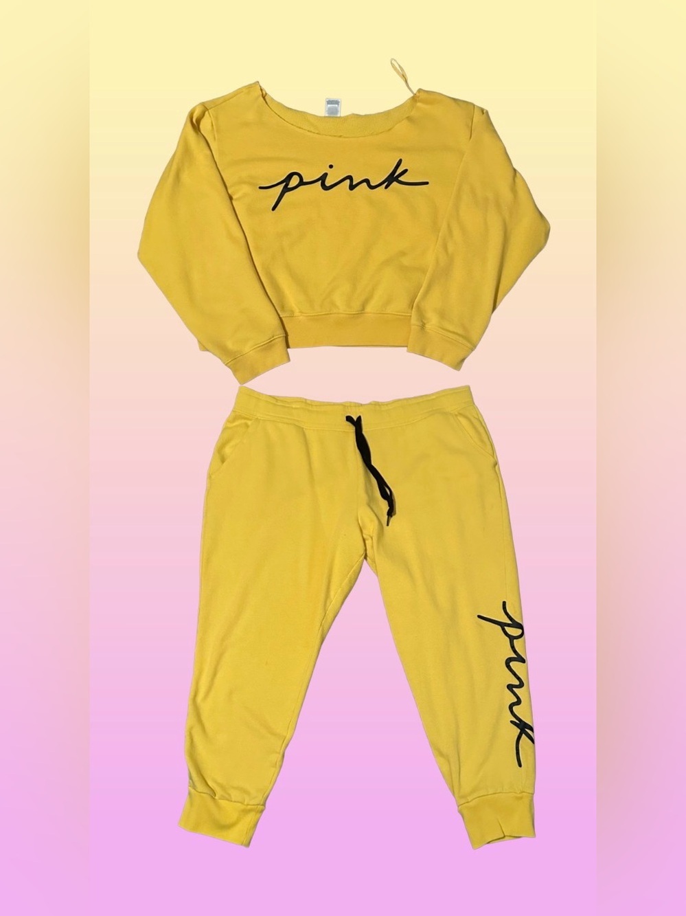 Victoria's Secret PINK Maize Yellow Matching Jogger Set